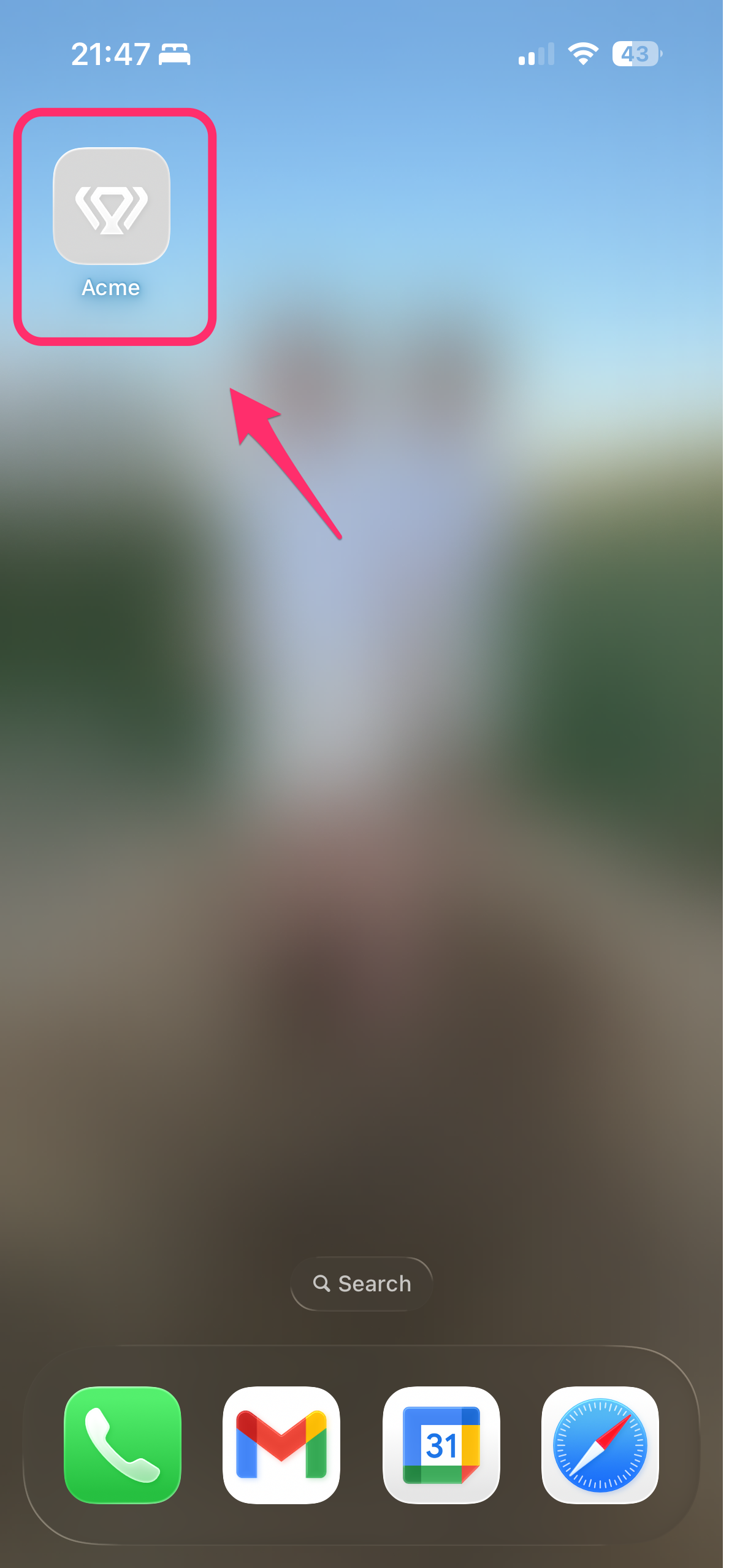 Installiertes App-Symbol auf dem iPhone-Startbildschirm